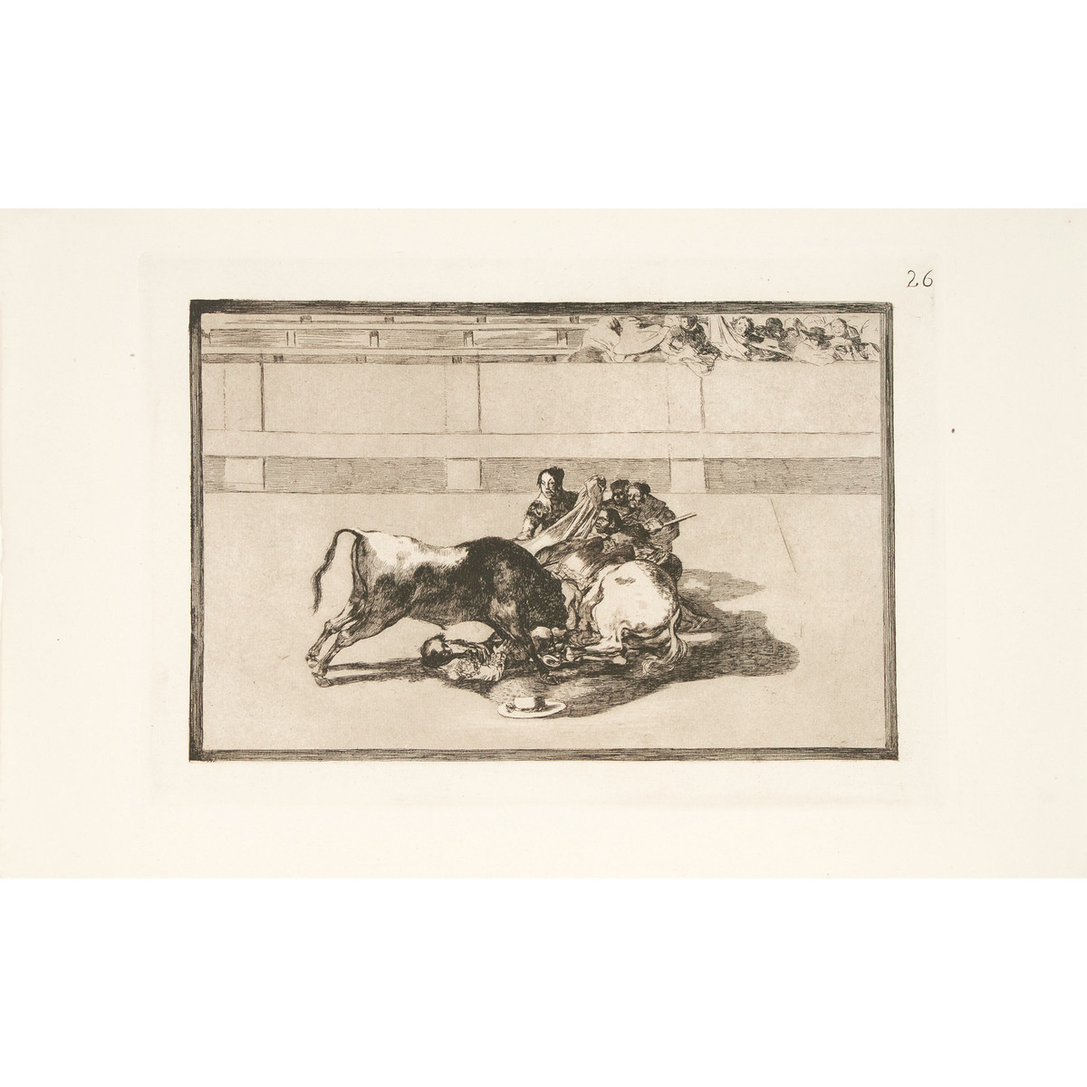 Francisco José de Goya y Lucientes (1746-1828), CAIDA DE UN PICADOR DE SU CABALLO DEBAJO DEL TORO, P - Bild 3 aus 4