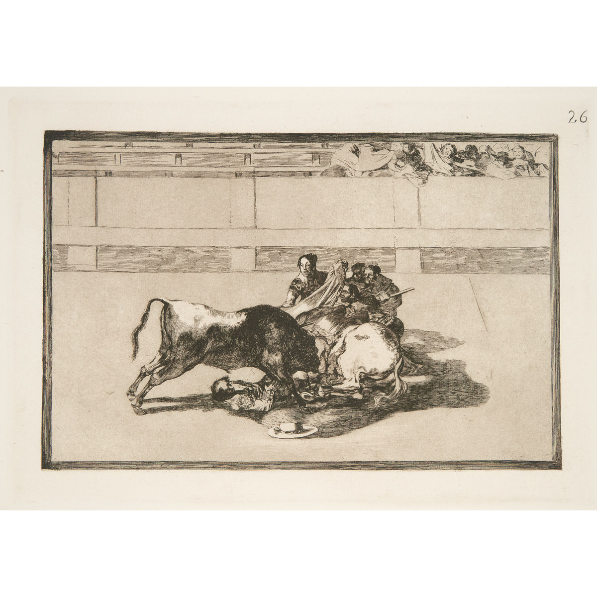 Francisco José de Goya y Lucientes (1746-1828), CAIDA DE UN PICADOR DE SU CABALLO DEBAJO DEL TORO, P