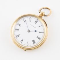 J.W.Benson Openface, Key Wind Pocket Watch, circa 1870; 37mm; cylinder escapement; in an 18k yellow