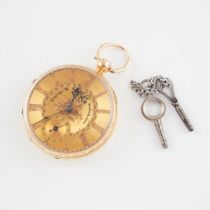 English Key Wind, Openface Pocket Watch, circa 1850; movement #24191; 51mm; fusee and chain movement