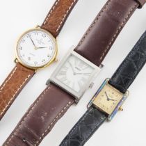 Three Various Wristwatches, the first a Birks, 28mm square, quartz movement, mother-of-pearl dial, s