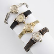 Four Lady's Eterna-Matic Wristwatches, circa 1950's and 1960's; 17mm to 19mm; automatic wind movemen