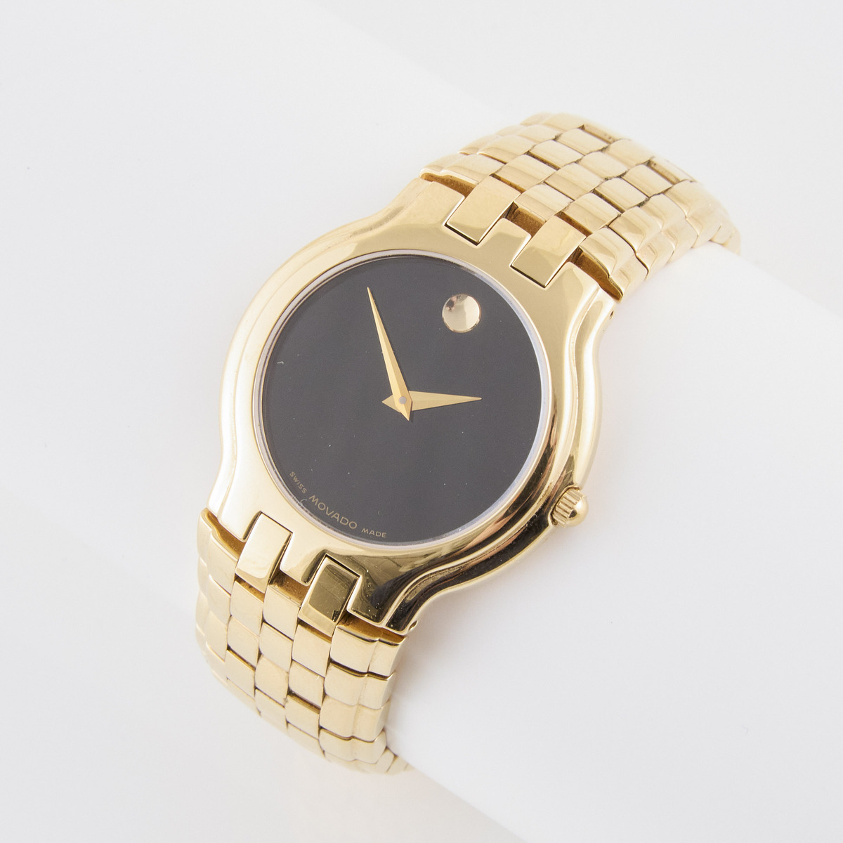 Movado Wristwatch, circa 2000; reference #87-G2-1891; 35mm; quartz movement; in a gold-plated case w