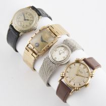 Four Elgin Wristwatches, the first 29mm, fancy lugs, gold-filled and stainless steel case with a lea