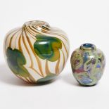 John Byron (American, 20th century), Two Studio Glass Vases, 1977/78, largest height 5.1 in — 13 cm
