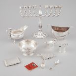 Group of English and Continental Silver, 20th century, menorah height 10.3 in — 26.2 cm (10 Pieces)