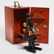 American Lacquered and Enamelled Brass Monocular Compound Microscope, Spencer, Buffalo, N.Y., c.1930