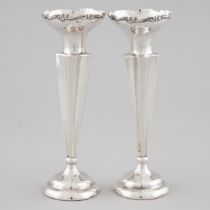 Pair of English Silver Vases, James Deakin & Sons, Chester, 1919, height 7.9 in — 20 cm (2 Pieces)
