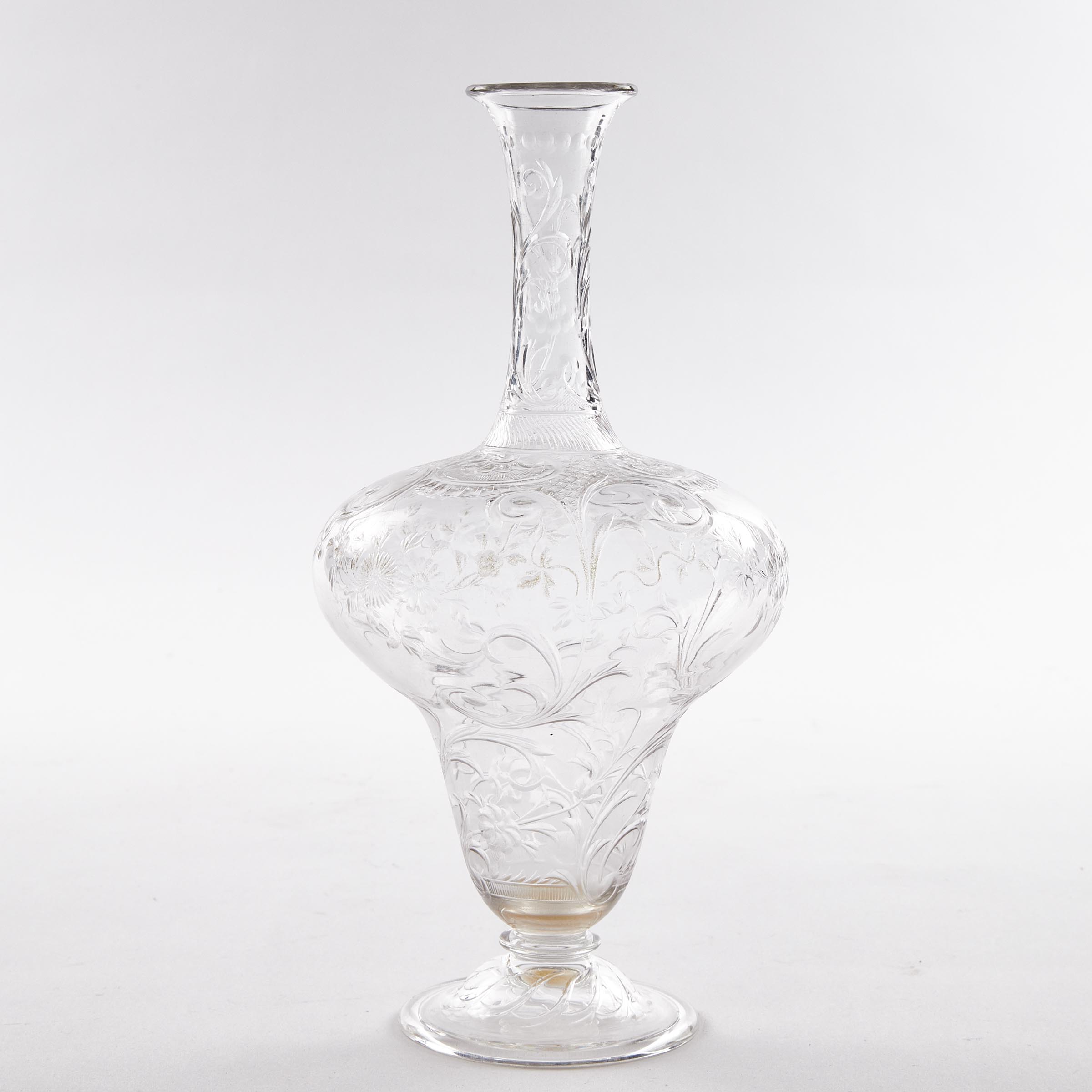 English 'Rock Crystal' Cut Glass Vase, c.1900, height 9.7 in — 24.6 cm