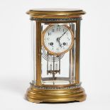 Champlevé Enamelled Oval 'Crystal Regulator' Mantle Clock, Duvernet & Bloquel, France, c.1900, heigh