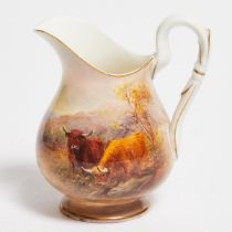 Royal Worcester Highland Cattle Cream Jug, Harry Stinton, 1925, height 4 in — 10.1 cm