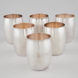 Six Indian Silver Beakers, late 20th century, height 3 in — 7.7 cm (6 Pieces)