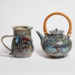 Kayo O'Young (Canadian, b.1950), Red, Blue and Green Glazed Teapot and a Pitcher, 1987/89, pitcher