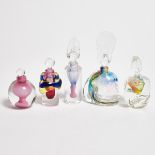 Leon Applebaum (American, b.1945), Five Studio Glass Scent Bottles, 1978, largest height 5.9 in — 15