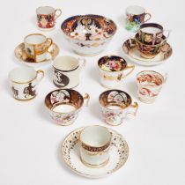 Group of English Porcelain, early 19th century, slop bowl diameter 6.6 in — 16.7 cm (16 Pieces)