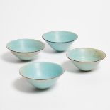Mary White (British, 1926-2013), Four Small Turquoise Bowls, c.1970, largest diameter 5 in — 12.7 cm