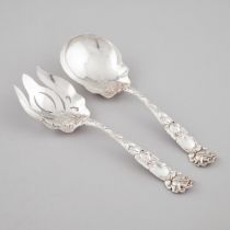American Silver 'Bridal Rose' Serving Spoon and Fork, Alvin Mfg. Co., Providence, R.I., early 20th c
