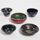 Kayo O'Young (Canadian, b.1950), Five Small Bowls, 1997-2010, largest diameter 6.7 in — 17 cm (5 Pie