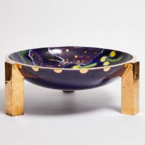 Anna Silver (American, 20th century) Blue Glaze and Gilt Ceramic Centrepiece Bowl, late 20th century