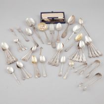 Group of English, American, and Continental Silver Flatware, early 19th/ 20th century, largest spoon