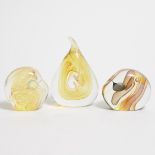 Sylvia Vigiletti (Canadian/American, 1933-2020), Three Studio Glass Paperweights, 1979/82, largest h