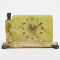 Art Deco Onyx Mantle Clock, c.1930, 9.5 x 14.75 in — 24.1 x 37.5 cm