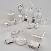 Group of English, Scottish, and Southeast Asian Silver, late 19th/20th century, cigarette box length