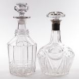 Two English Cut Glass Decanters, early 20th century, largest height 10.6 in — 27 cm (2 Pieces)