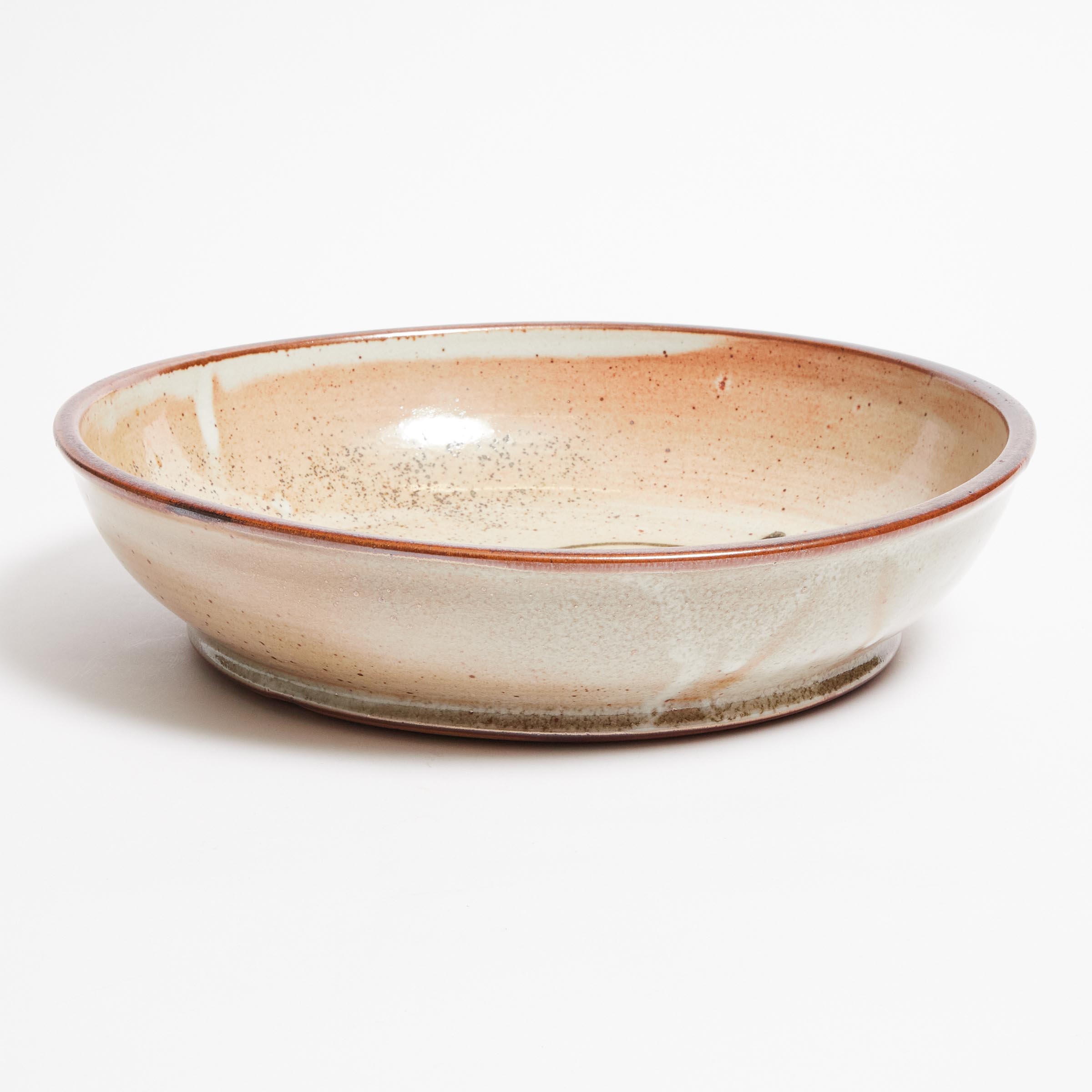 Canadian School Studio Pottery, Large Bowl with Leaf Decoration, mid-20th century, diameter 14.8 in - Image 2 of 2