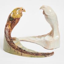 Two Large Ceramic Models of Pheasants, Emanuel Otto Hahn, RCA, (German/Canadian, 1881-1957), mid-20t