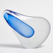 Studio Glass Blue Sommerso Vase, late 20th century, height 8.3 in — 21 cm