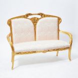 Louis Majorelle Giltwood Open Arm Settee, c.1900, 44 x 62 x 24 in — 111.8 x 157.5 x 61 cm