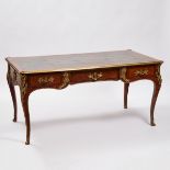 Louis XV Ormolu Mounted Tulipwood Parquetry Bureau Plat, c.1750, 30.25 x 63.5 x 32 in — 76.8 x 161.3