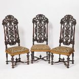 Set of Three William and Mary Period Carved Walnut Side Chairs, c.1690, 52 x 21 x 22.5 in — 132.1 x