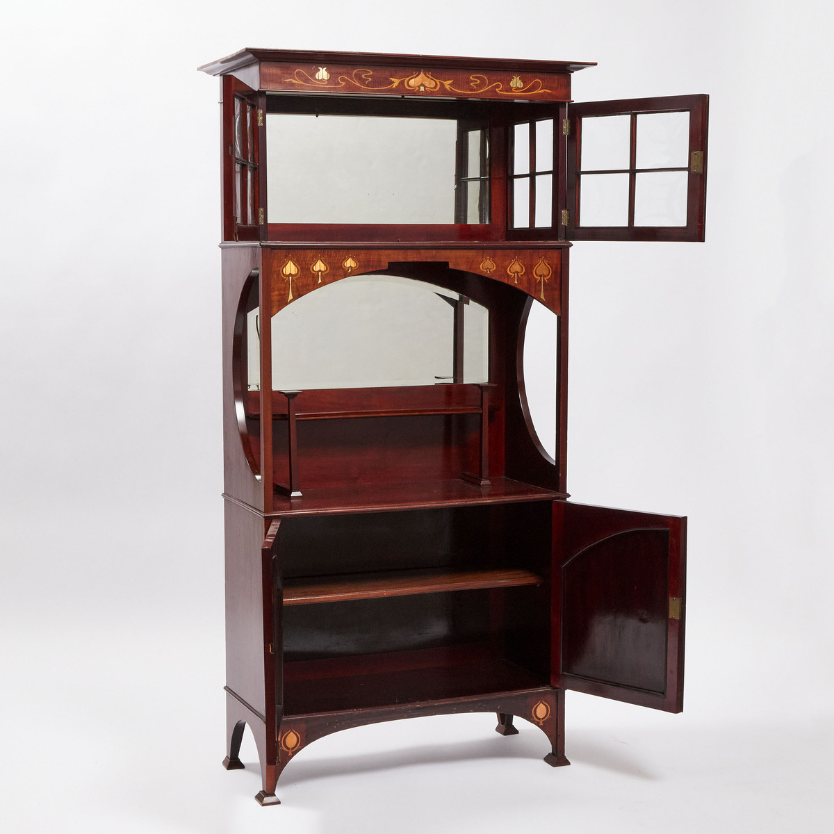 English Arts and Crafts Inlaid Mahogany Vitrine Cabinet, Shapland & Petter, Barnstaple, c.1900, 69.7 - Image 2 of 3