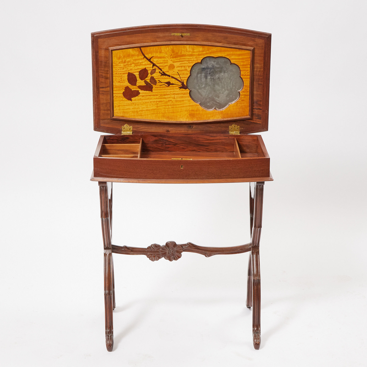 Émile Gallé Fruitwood Marquetry Poudreuse, c.1900, 29.5 x 26.75 x 18 in — 74.9 x 67.9 x 45.7 cm - Image 3 of 3