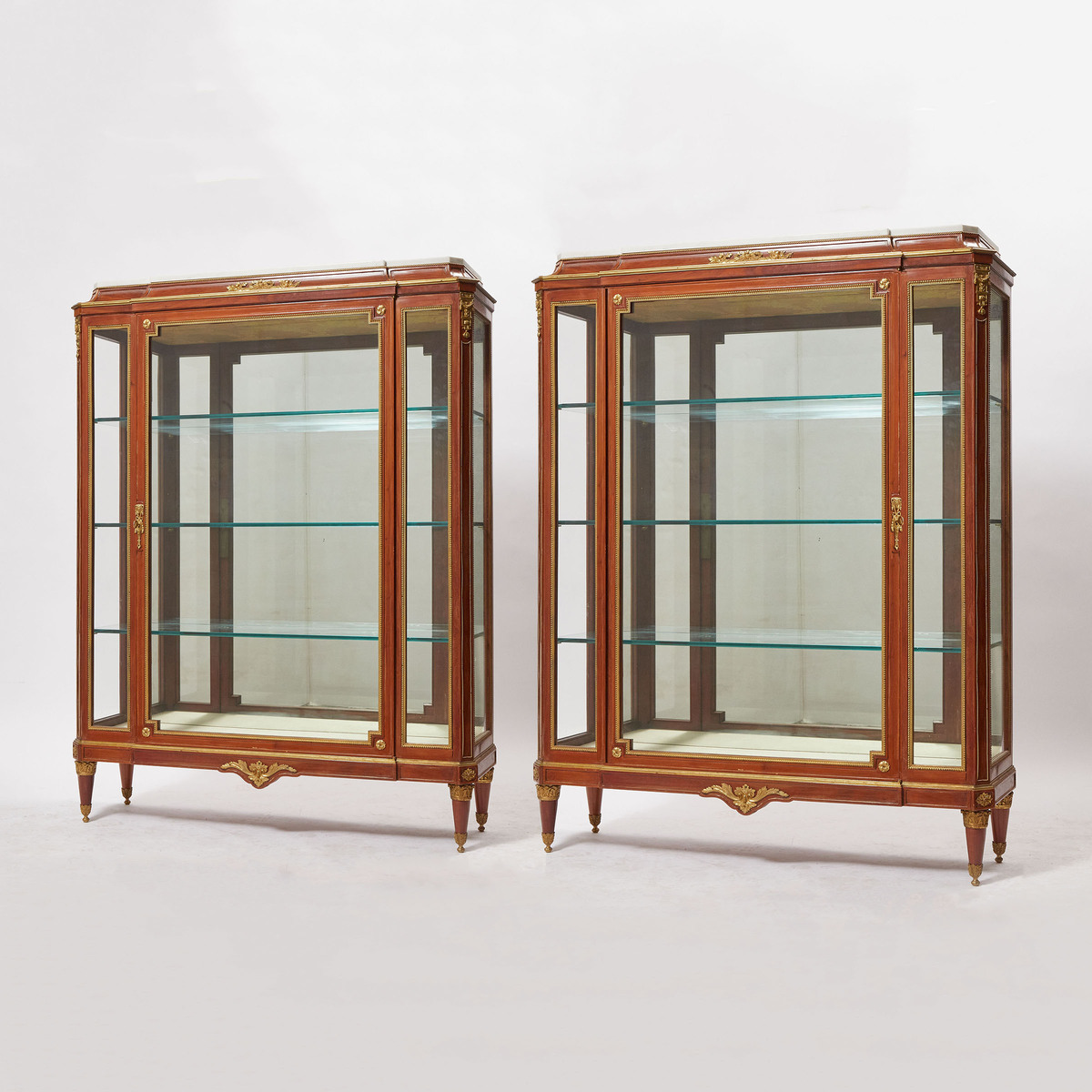 Pair of French Louis XVI Style Ormolu Mounted Vitrine Cabinets, c.1900