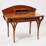 Louis Majorelle Fruitwood Inlaid Mahogany Writing Desk, c.1900, 39.5 x 47.25 x 26 in — 100.3 x 120 x