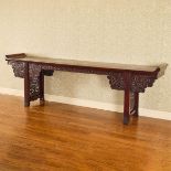 Large Chinese Rosewood Altar Table, early 20th century, 38 x 120 x 22 in — 96.5 x 304.8 x 55.9 cm