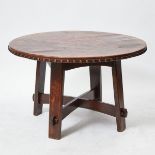 Gustav Stickley Model 633 Studded Leather Topped Oak Library Table, c.1905, height 30.5 in — 77.5 cm