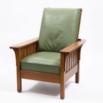 L. & J. G. Stickley Model 471 Oak Morris Chair, c.1912, 43 x 31.75 x 36 in — 109.2 x 80.6 x 91.4 cm