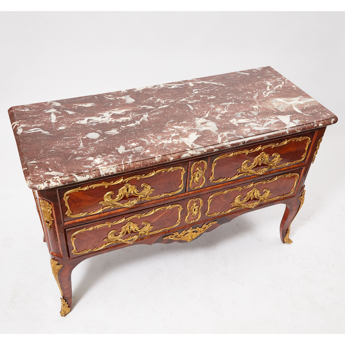 Louis XV/XVI Transitional Ormolu-Mounted Tulipwood and Purplewood Parquetry Commode by Delormé, 1750 - Image 2 of 2