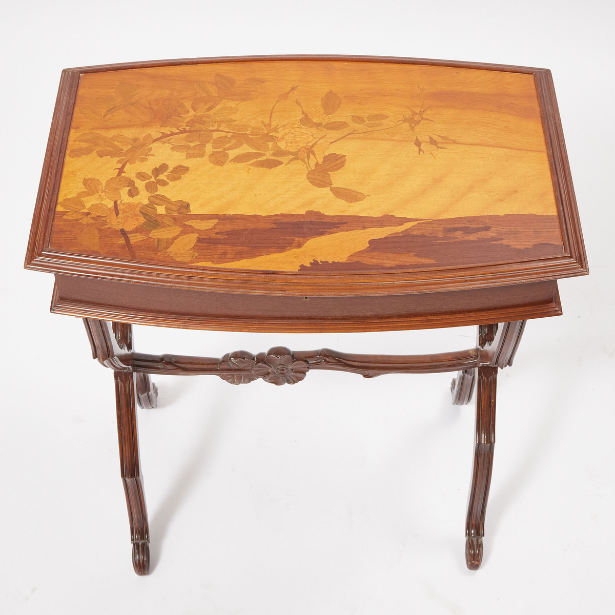 Émile Gallé Fruitwood Marquetry Poudreuse, c.1900, 29.5 x 26.75 x 18 in — 74.9 x 67.9 x 45.7 cm - Image 2 of 3