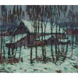 Frederick Nicholas Loveroff, OSA, ARCA (1894-1960), UNTITLED (BARN), 53 x 47 in — 134.6 x 119.4 cm