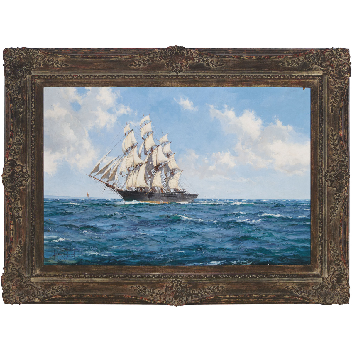 Montague Dawson (1895-1973), THE NEW YORK CLIPPER - CHALLENGE, signed lower left, 21 x 31 in — 53.3 - Image 2 of 5