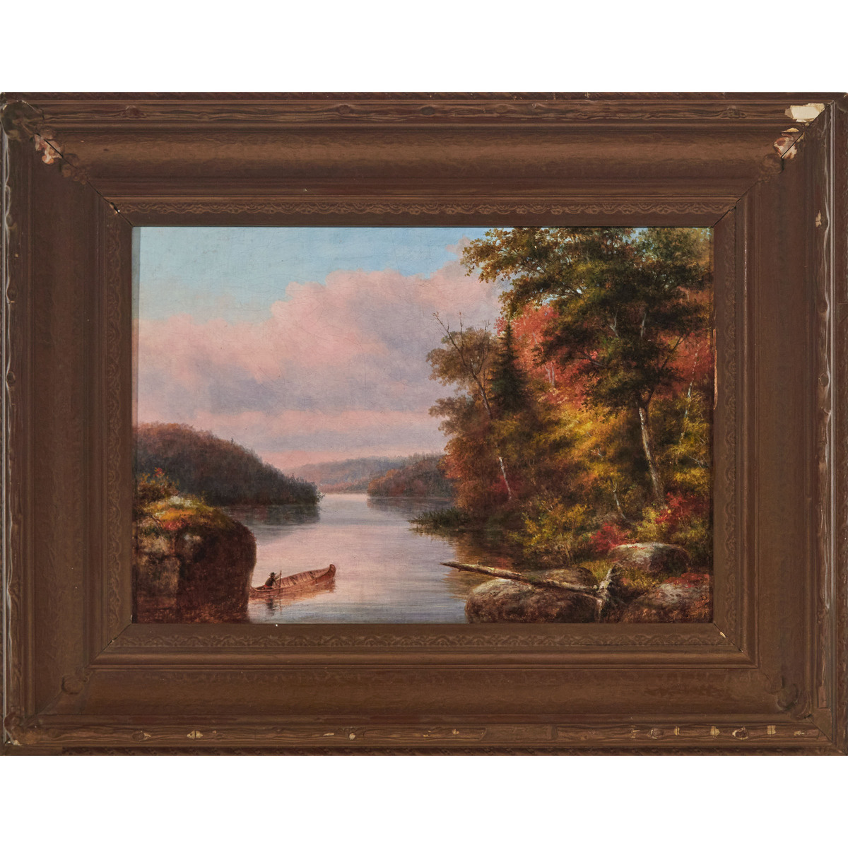 Cornelius David Krieghoff (1815-1872), UNTITLED (CANOE IN AUTUMN), CA. 1860, 9 x 12.875 in — 22.9 x - Image 2 of 5