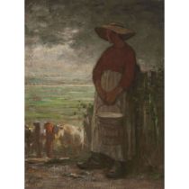Horatio Walker, NA, RCA (1858-1938), LA TRAITE DU SOIR (THE MILKMAID), 23.75 x 18 in — 58.4 x 43.2