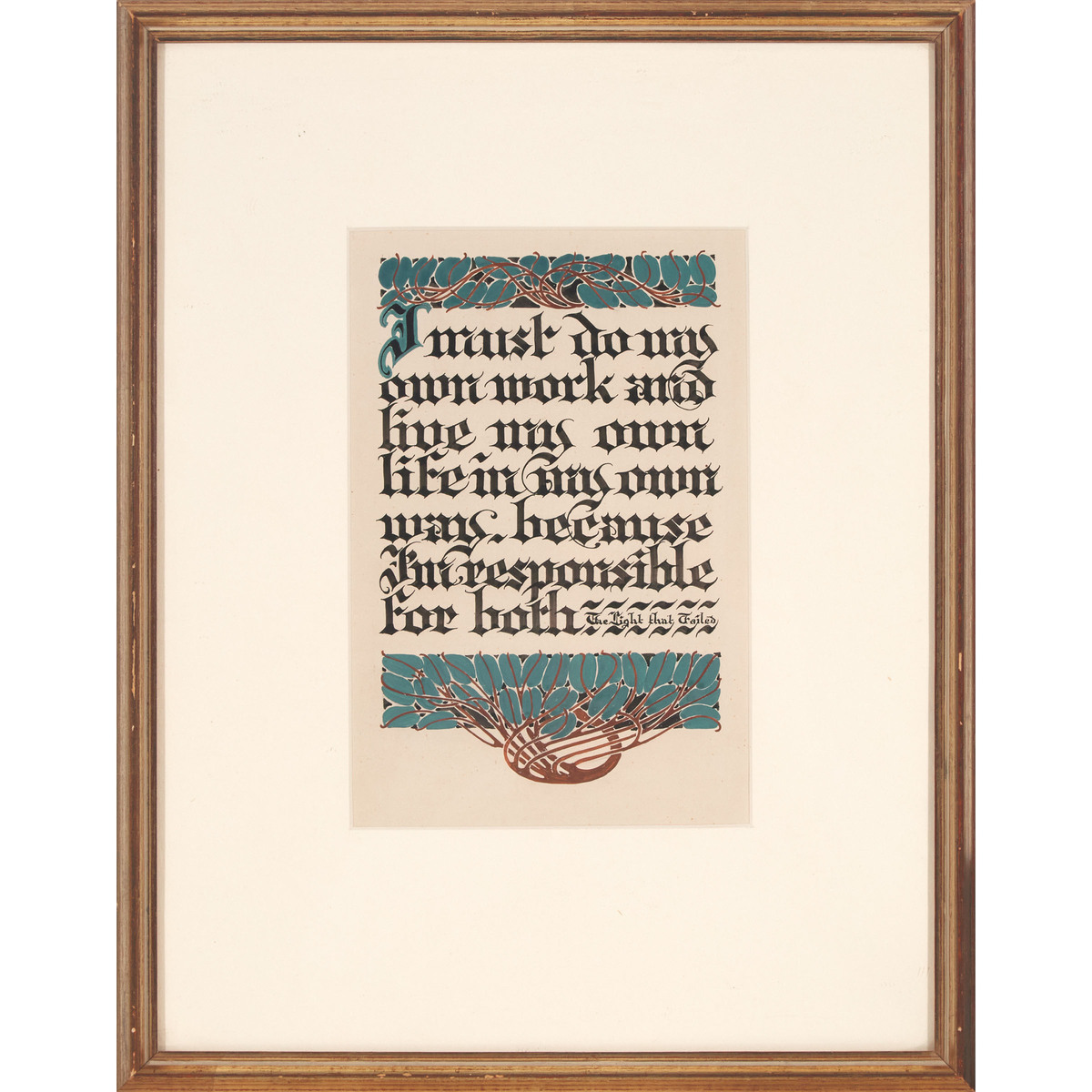 Thomas (Tom) John Thomson (1877-1917), DECORATIVE DESIGN: QUOTATION FROM "THE LIGHT THAT FAILED" BY - Image 2 of 6