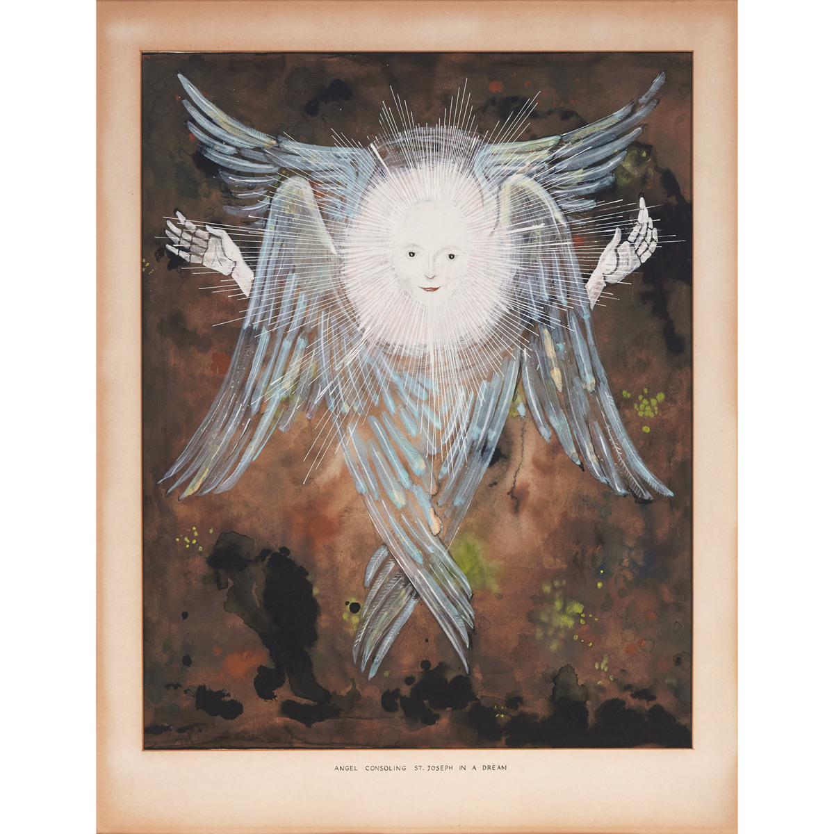 William Kurelek, RCA (1927-1977), ANGEL CONSOLING ST. JOSEPH IN A DREAM, 1962, 23 x 20 in — 58.4 x 5 - Image 4 of 6