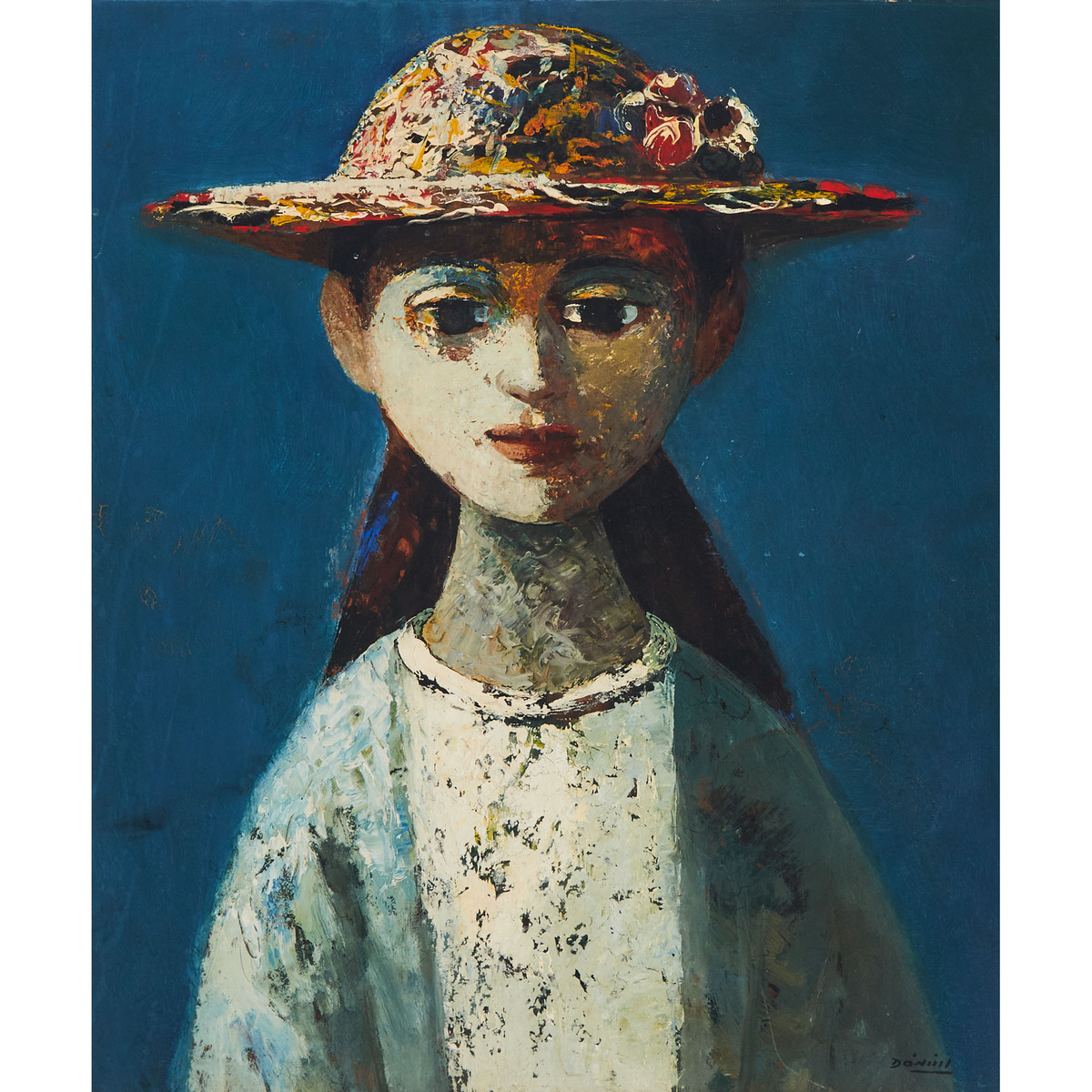 Daniel O'Neill (1920-1974), PORTRAIT OF A GIRL, signed lower right, 21.9 x 18.3 in — 55.6 x 46.5 cm